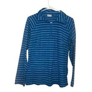 Columbia Blue Striped 1/4 Zip Pullover Lightweight Fleece Women L